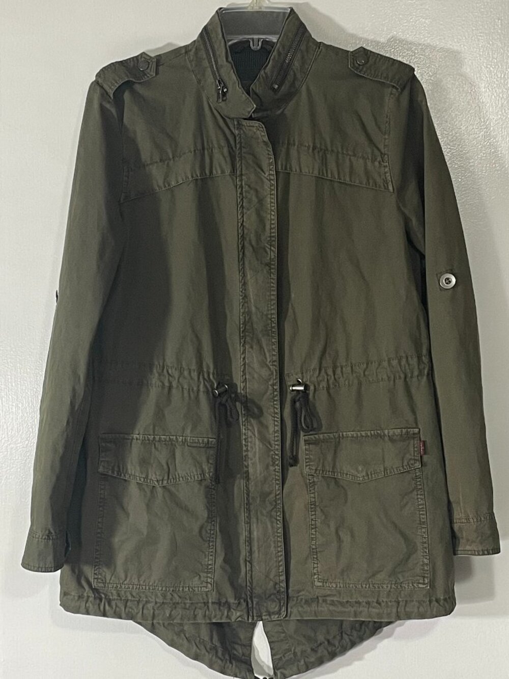 Levi Strauss Womenβs Olive Utility Jacket Size Small Anorak Lightweight Great